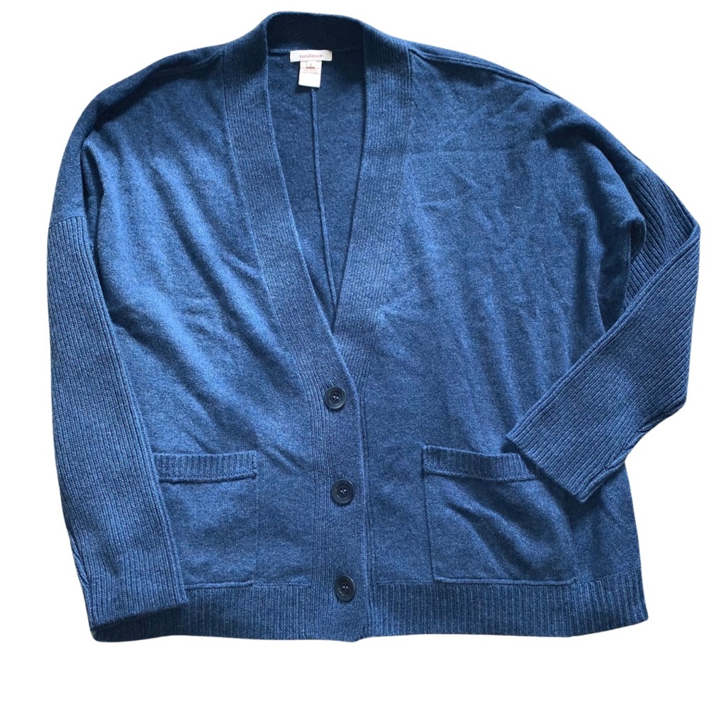 Sundance Blue 100% cashmere cardigan sweater